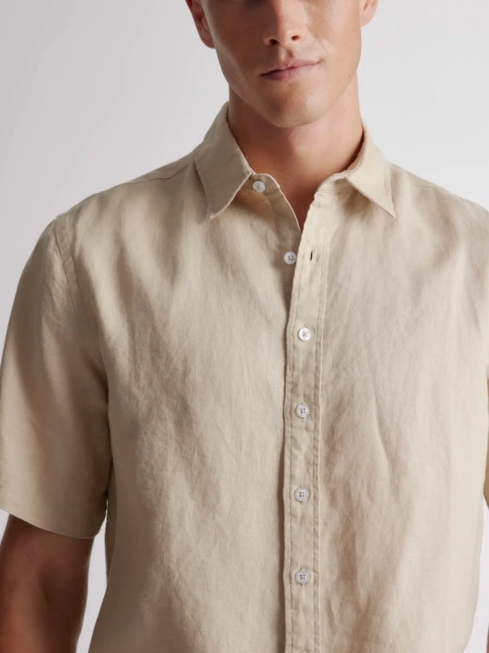 Quince 100% European Linen Relaxed Short Sleeve Shirt - L - Driftwood
